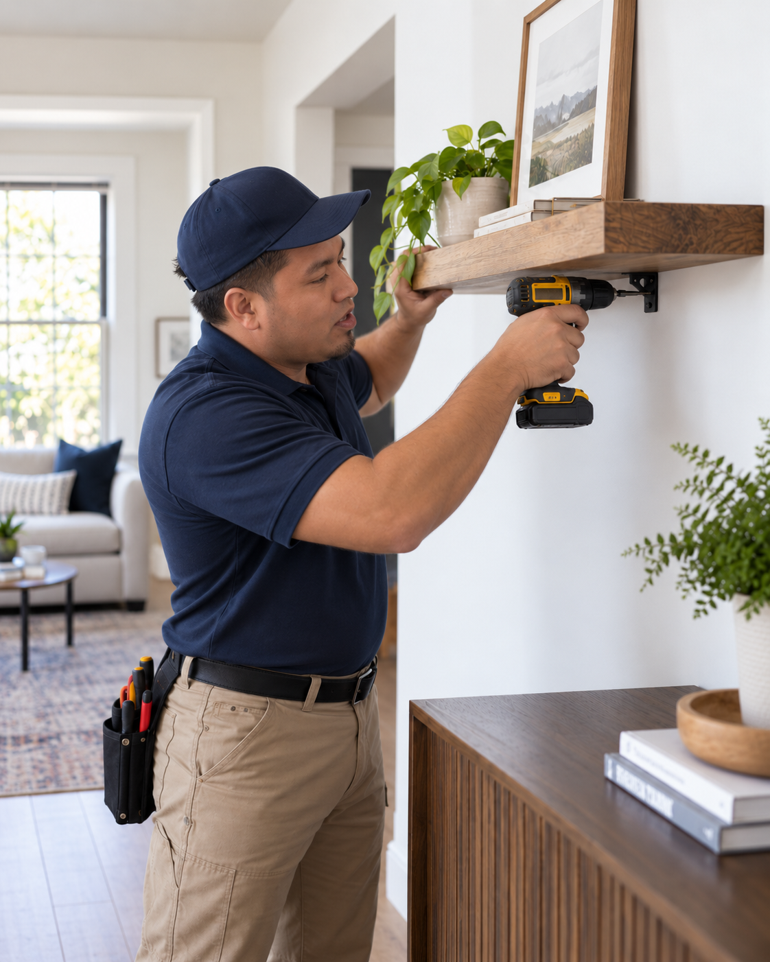 Small home jobs in Robertson County TN - professional completing a shelf installation